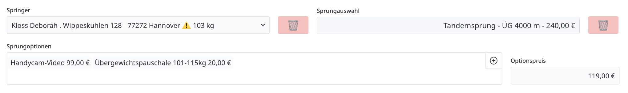 Tandem-Passagier-Gewicht